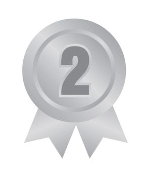 Ranking medal icon illustration. 2nd place (silver)