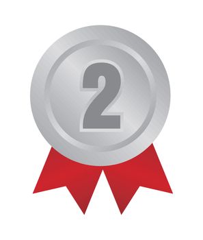 Ranking medal icon illustration. 2nd place (silver)