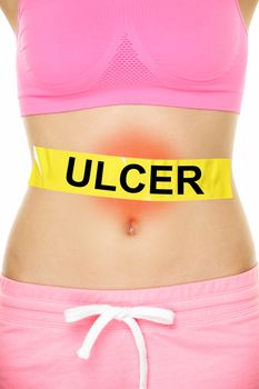 Ulcer - Conceptual Woman Stomach with Ulcer Text