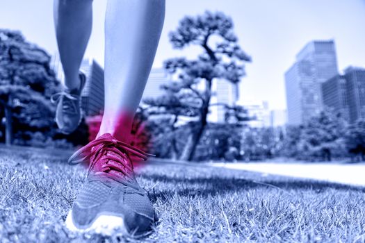 Sports injury - runner feet with ankle pain