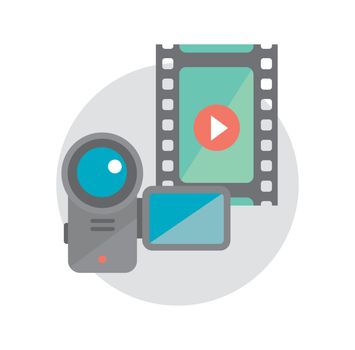 color illustration icon / film, movie ,video camera, camcorder
