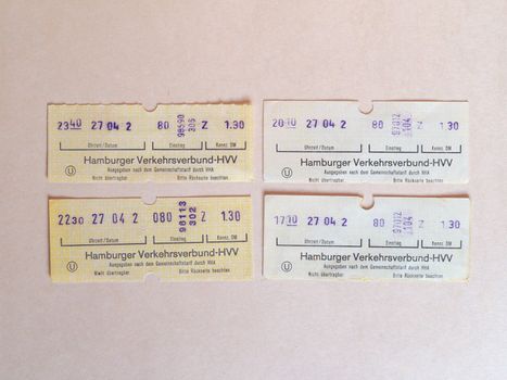 HAMBURG - JUN 2020: Vintage Hamburg public transport ticket