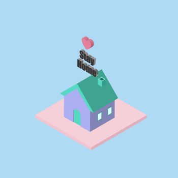 Isometric home for stay at home or work from home concept.