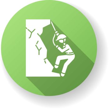 Mountaineering green flat design long shadow glyph icon