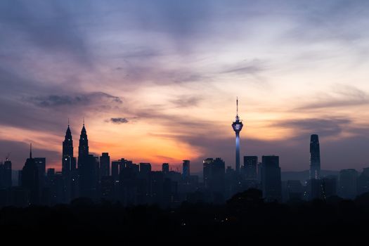 Skyscrapers in Kuala Lumpur during sunrise