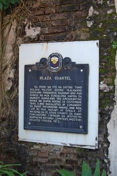 Plaza cuartel marker in Puerto Princesa, Palawan, Philippines