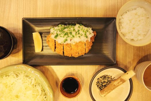 Japanese food tonkatsu with rice