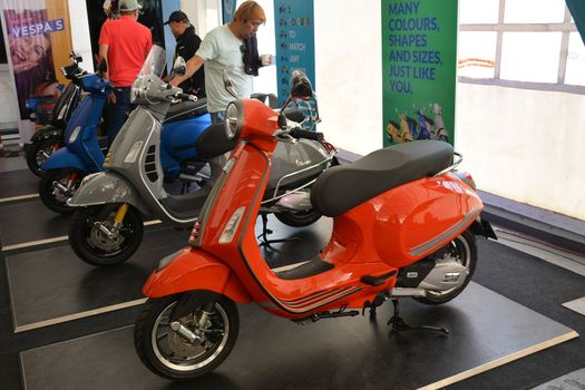 PASIG, PH - MAR. 7: Vespa Primavera S Special Edition motorcycle at 2nd Ride Ph on March 7, 2020 in Pasig, Philippines. Ride Ph is a motorcycle exhibit in the Philippines.