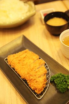 Japanese food tonkatsu with rice
