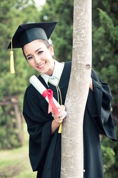 Happy graduated student girl, congratulations - graduate educati