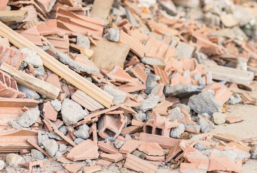 Close-up of pile of building rubble background 