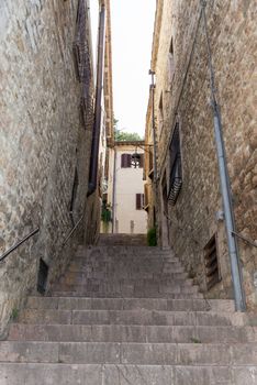 architecture of streets and buildings in the historic center of assisi