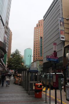 Nathan road on December 7, 2016 in Mong Kok, Kowloon, Hong Kong.