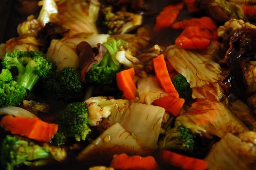 Mixed vegetables with brocolli, carrots, cabbage, mushroom and f