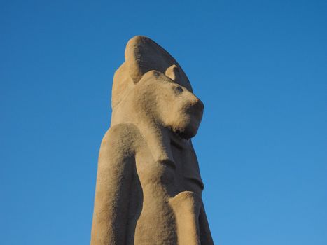 Ancient Egyptian Bastet goddess replica at Torino Porta Susa sta