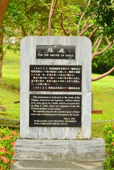 Japanese garden of peace marker at Corregidor island in Cavite, 