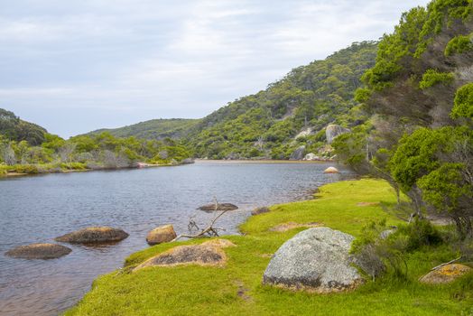 Wilsons Promontory National Park, Australia. Tidal River and roc