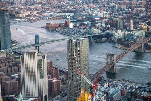 Amazing aerial view of New York City famous bridges