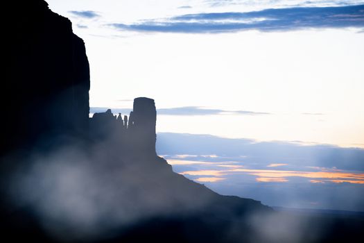 Buttes silhouettes in the Monument Valley