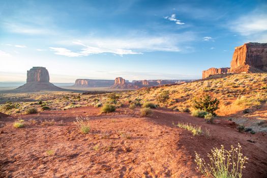The Monument Valley with a beautiful soft light