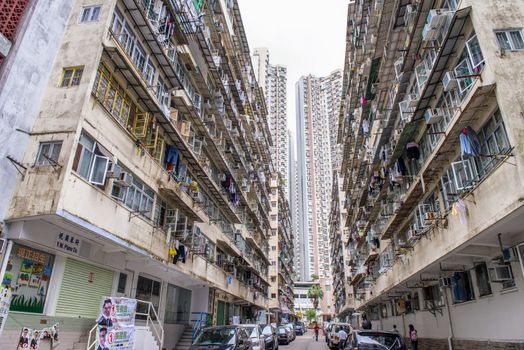 HONG KONG - MAY 2014: Crowded Residential Apartments in tall bui