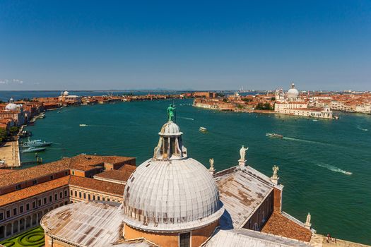 View on Venetian Lagoon and islands from Campanile San Giorgio Maggiore.