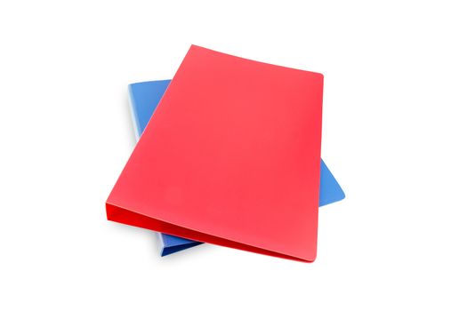 blue and red folder retention of contracts isolated on white bac