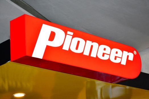 Pioneer sign at Manila International Auto Show in Pasay, Philipp