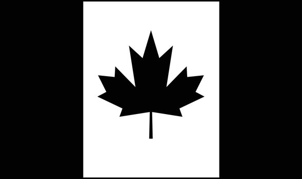 National Flag of the Country or Nation of Canada Black and White