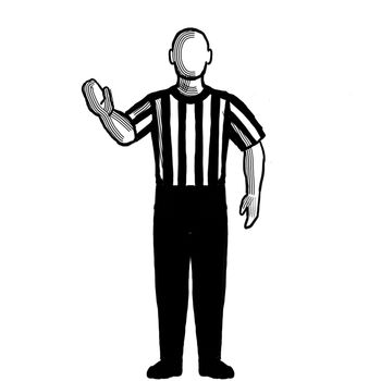 Basketball Referee 5-second violation Hand Signal Retro Black and White