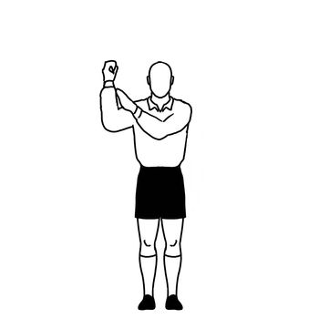 Rugby Referee penalty knock on Hand Signal Drawing Retro
