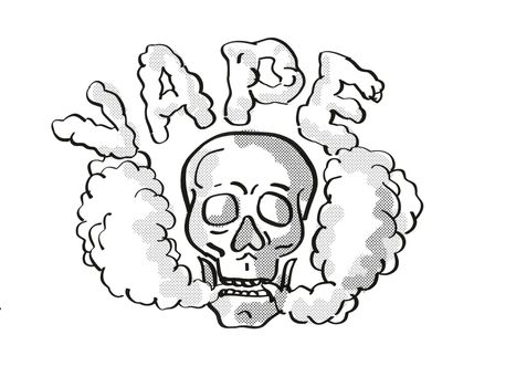 Human Vaper Skull Vaping Puffing Smoke Tattoo Drawing