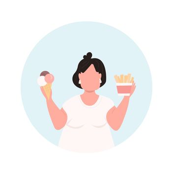 Overeating flat concept vector illustration icon