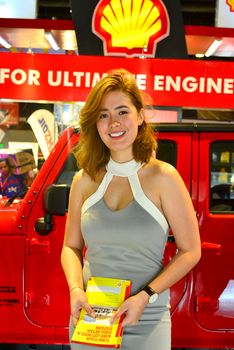 Shell fuel female model at Trans Sport Show in Pasay, Philippine