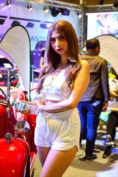 Banahaw spring water female model at Trans Sport Show in Pasay, 