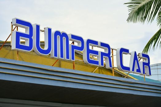 Bumper car facade sign at SM by the bay outdoor amusement park i
