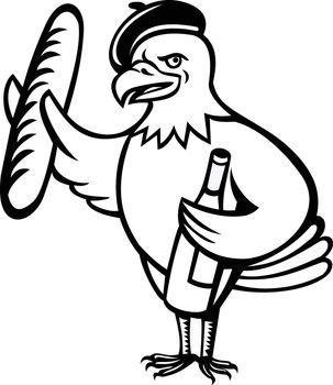 American Eagle Beret Baguette Wine Cartoon