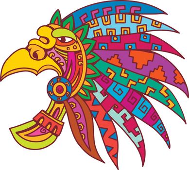 Ancient Aztec Headdress Drawing Color