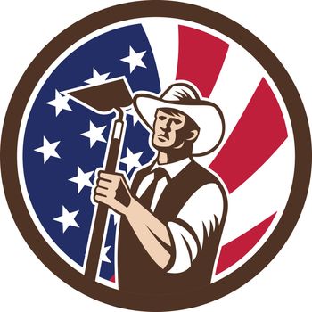 American Organic Farmer USA Flag Icon 