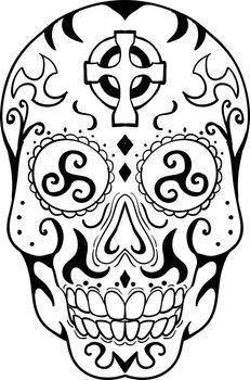 Mexican Skull Triskele Celtic Cross Tattoo
