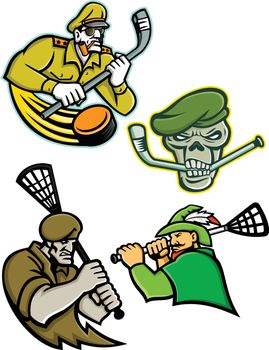 Military Warriors Lacrosse and Ice Hockey Mascot Collection
