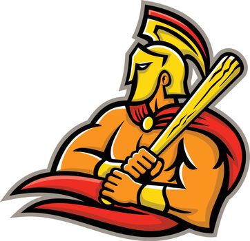 Trojan Warrior Baseball Player Mascot