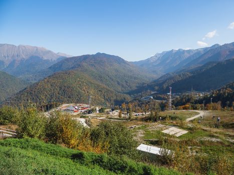 Panorama view of Rosa Khutor ski resort, year-round mountain res