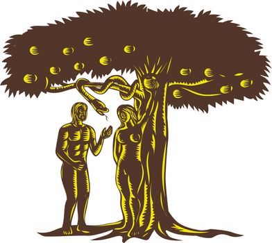 Adam and Eve Apple Serpent Woodcut