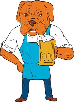 Bordeaux Dog Brewer Mug Mascot Cartoon
