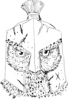 Horned Owl Spartan Helmet Drawing