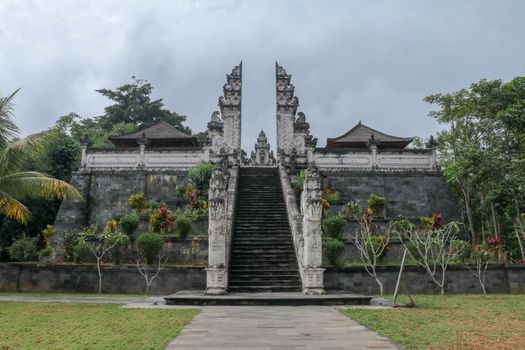 Huge Temple stairs in Bali Indonesia. Write DRagon Temple