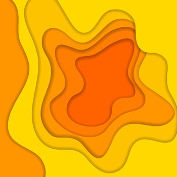 Abstract yellow 3D paper cut background. Abstract wave shapes. Vector format