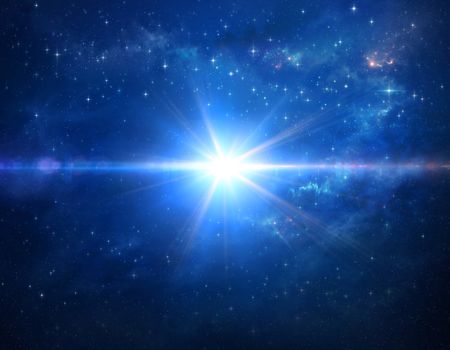 Cosmic blue star blast in outer space