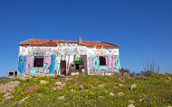 Abandoned ruin on a hill in Portugal